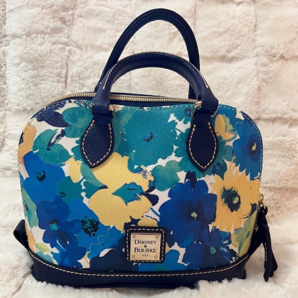 Dooney & Bourke Blue and Yellow Floral Bitsy Bag